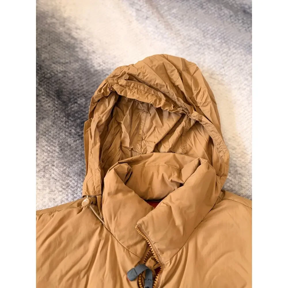 American Eagle Brown Puffer Vest Y2K USAE 1977 Expedition Hood Mens Size XS